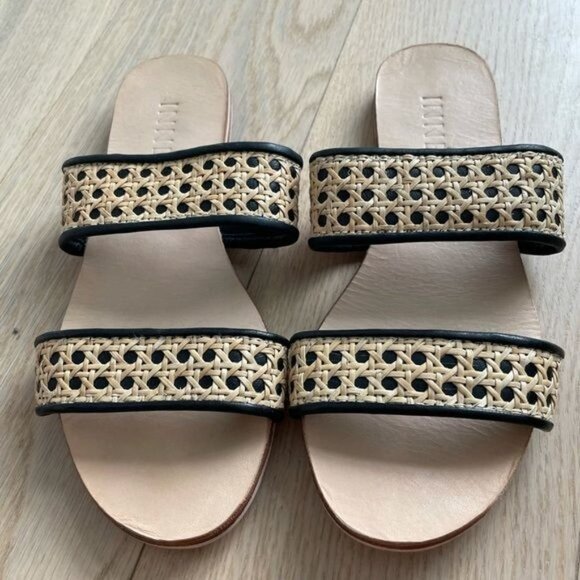 INNÉ Sinta Double Strap Slide Sandals Black Tan Size 7 - Picture 7 of 8